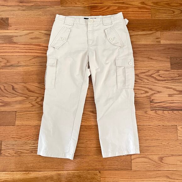 Marc Jacob Cropped Cargo Pants Womens 12 Bone Utility Normcore Casual Minimalist - Picture 1 of 9